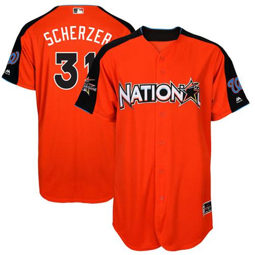 Nationals #31 Max Scherzer Orange All-Star National League Stitched Youth MLB Jersey